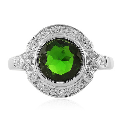 Anillo en plata con Diópsido de Rusia