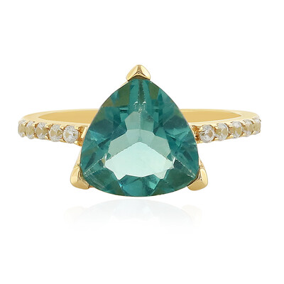 Anillo en oro con Fluorita tono petróleo de Bélgica