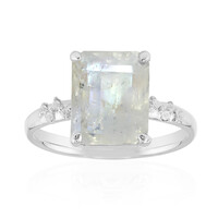 Anillo en plata con Piedra de Luna arcoíris