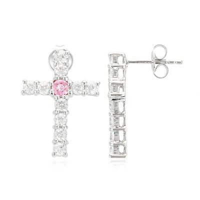 Pendientes en plata con Zafiro Padparadscha