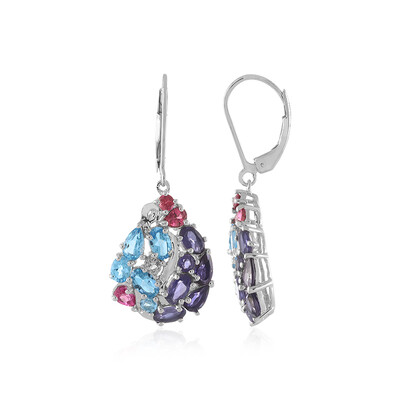 Pendientes en plata con Topacio azul suizo