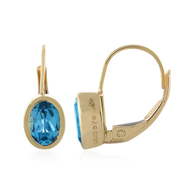 Pendientes en oro con Topacio azul suizo (Adela Gold)