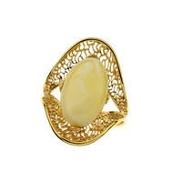 Anillo en plata con Ámbar báltico