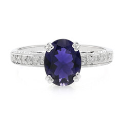 Anillo en plata con Iolita de Ceilán