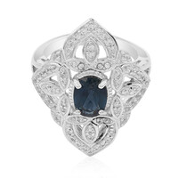 Anillo en plata con Topacio azul de Londres
