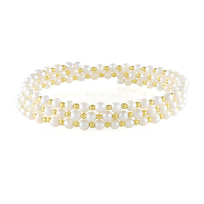 Brazalete en acero con Perla blanca Freshwater (Riya)