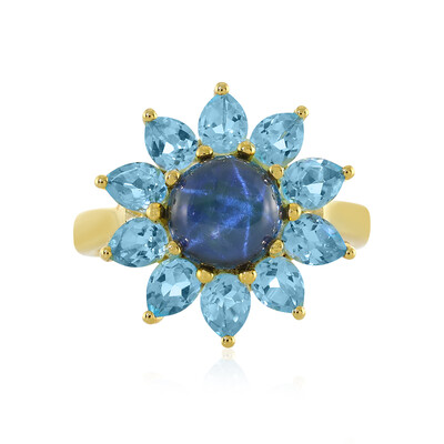 Anillo en plata con Zafiro estrella azul