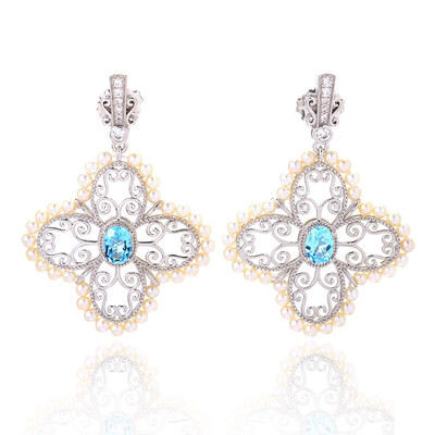 Pendientes en plata con Topacio azul cielo (Dallas Prince Designs)