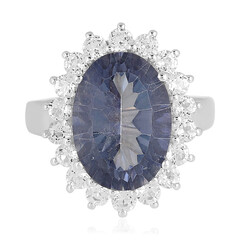 Anillo en plata con Cuarzo Místico azul