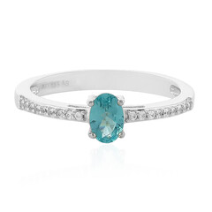 Anillo en plata con Apatita azul caribe