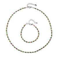 Set en plata con Turmalina rosa