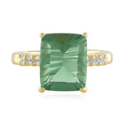 Anillo en plata con Fluorita verde