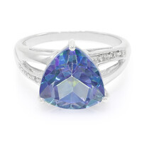 Anillo en plata con Topacio Místico azul