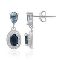 Pendientes en plata con Topacio azul de Londres