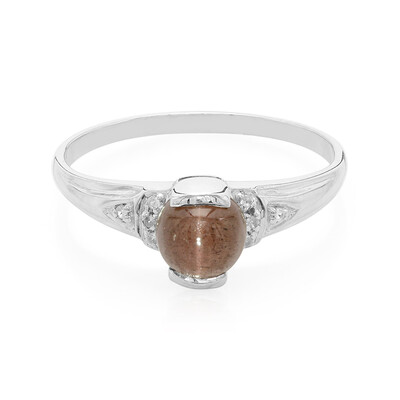 Anillo de hombre en plata con Escapolita ojo de gato