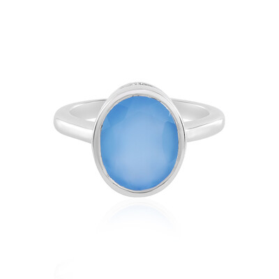 Anillo en plata con Calcedonia azul