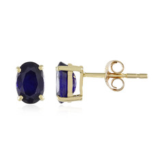 Pendientes en oro con Zafiro azul de Madagascar