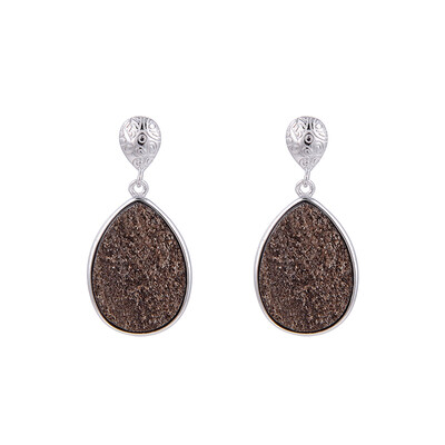 Pendientes en plata con Madera drusa de Zwenkau