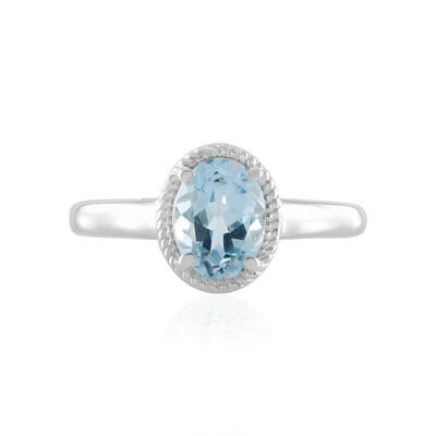 Anillo en plata con Topacio azul cielo