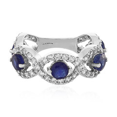 Anillo en plata con Zafiro azul de Madagascar