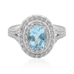 Anillo en plata con Topacio azul cielo