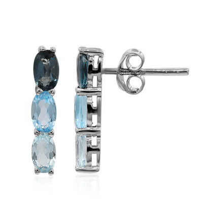 Pendientes en plata con Topacio azul de Londres
