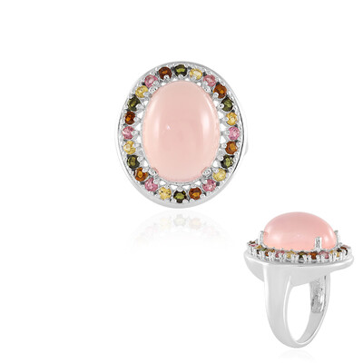 Anillo en plata con Calcedonia rosa