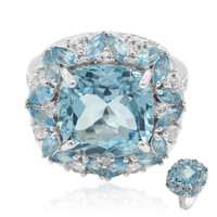 Anillo en plata con Topacio azul cielo