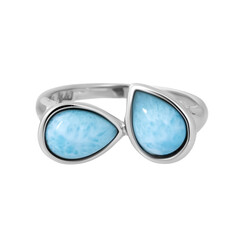 Anillo en plata con Larimar
