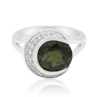 Anillo en plata con Moldavita