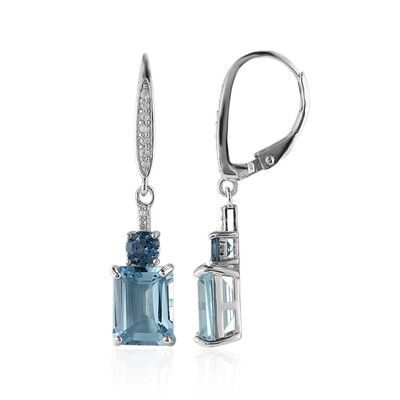 Pendientes en plata con Topacio azul cielo