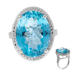 Anillo en plata con Topacio azul cielo