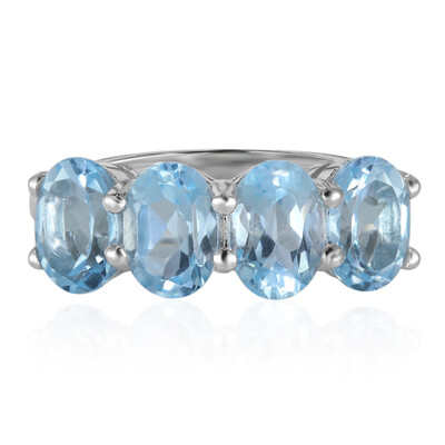 Anillo en plata con Topacio azul cielo