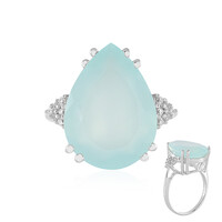 Anillo en plata con Calcedonia agua
