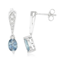 Pendientes en plata con Aguamarina Santa María