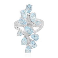 Anillo en plata con Topacio azul cielo
