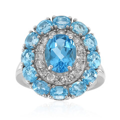 Anillo en plata con Topacio azul suizo