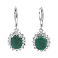 Pendientes en plata con Esmeralda de Zambia