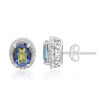 Pendientes en plata con Cuarzo Místico azul