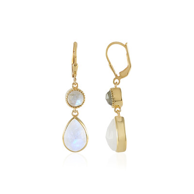 Pendientes en plata con Piedra de Luna arcoíris