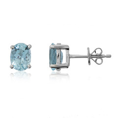 Pendientes en platino con Aguamarina de Brasill AAA