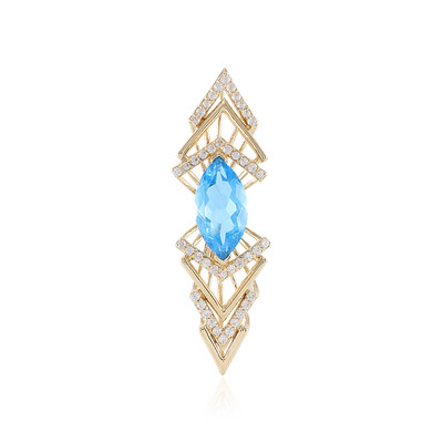 Colgante en oro con Topacio azul suizo (de Melo)