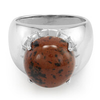 Anillo de hombre en plata con Obsidiana caoba
