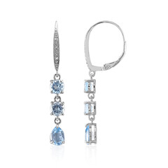 Pendientes en plata con Topacio azul suizo