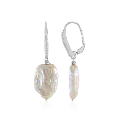 Pendientes en plata con Perla blanca Freshwater