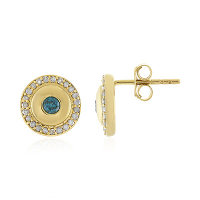 Pendientes en oro con Diamante azul I4