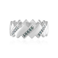 Anillo en plata con Diamante azul I2