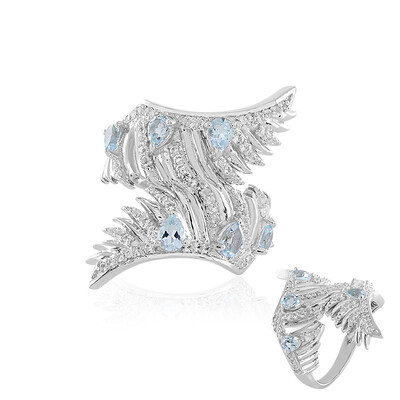 Anillo en plata con Topacio azul cielo