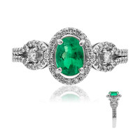 Anillo en platino con Esmeralda de Zambia AAA (CIRARI)