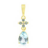 Colgante en oro con Topacio azul cielo